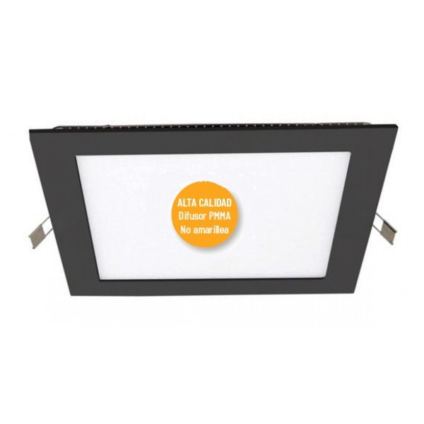 Downlight panel LED Cuadrado 120x120mm Negro 6W 